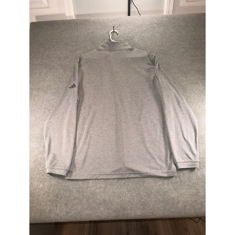 Adidas Mens XL Quarter Zip Pullover Heathered Grey Long Sleeve Athletic Top